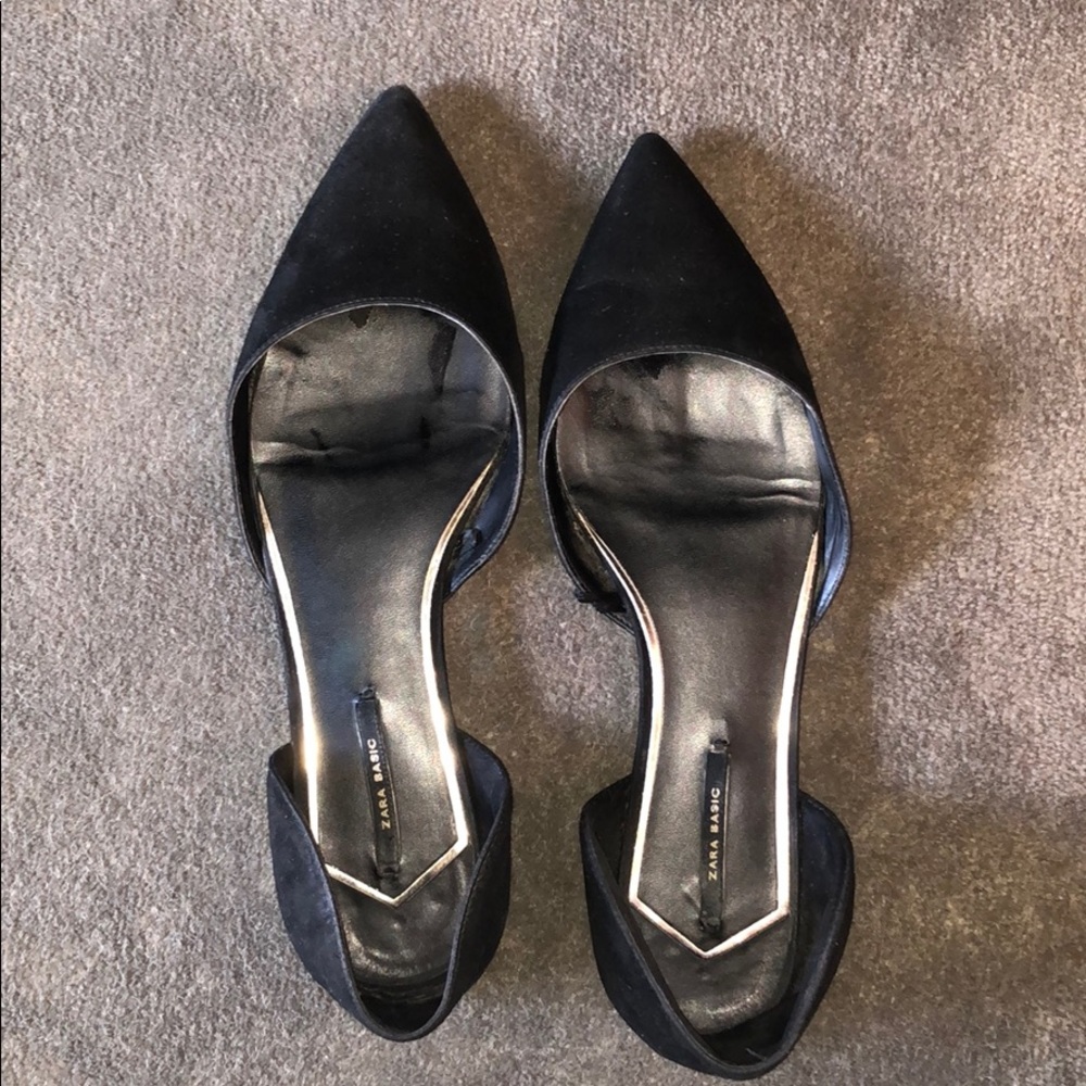 All black Zara size 8.5 slide on flats.